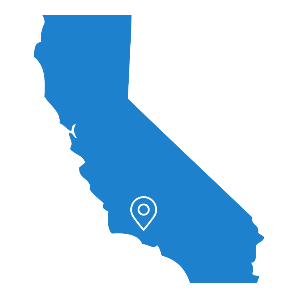 Map of California with a pin on Ventura County Map of California with a pin on Ventura County